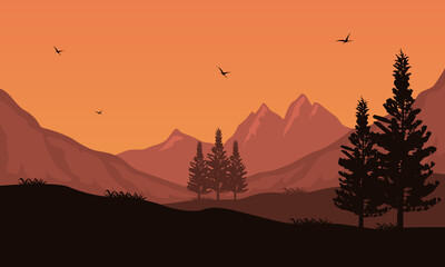 Nice atmosphere in the afternoon with a stunning nature scenic. Vector illustration
