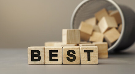 Best - word concept from wooden blocks on desk