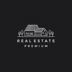 Real Estate Line Logo in black backround