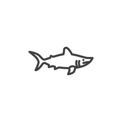 Fototapeta na wymiar Shark fish line icon. linear style sign for mobile concept and web design. Porbeagle shark outline vector icon. Symbol, logo illustration. Vector graphics
