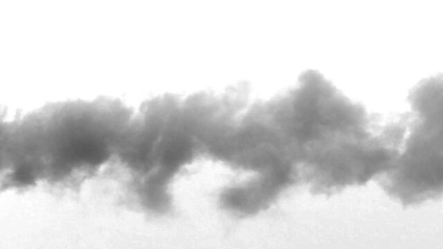Cloud black smoke isolated on a white background. Pollution of the atmosphere by chemicals and steam from factories.