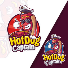 Sausage HotDog Captain Mascot Logo