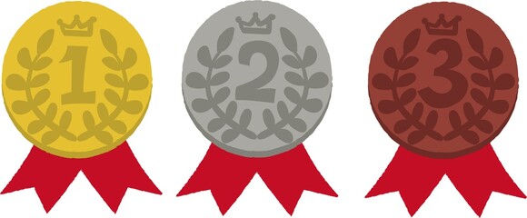 金銀銅メダル手描きイラスト