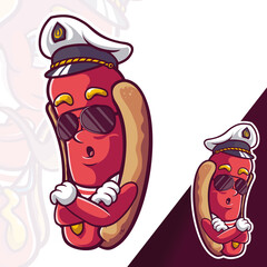 Sausage HotDog Captain Mascot Characters 