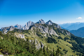 Fototapeta premium View to the famous valley from Tannheim in Austria.