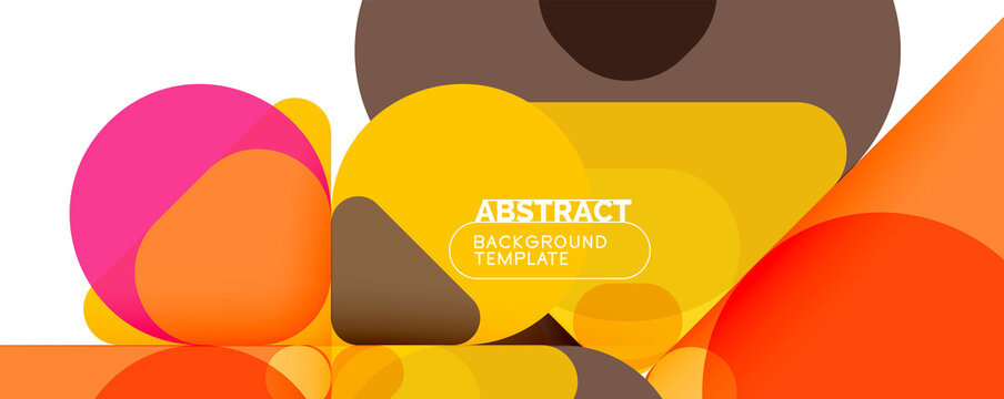 Flat geometric round shapes and dynamic lines, abstract background. Vector illustration for placards, brochures, posters and banners