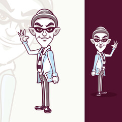 Thief Mascot Characters Standing Hi Hello