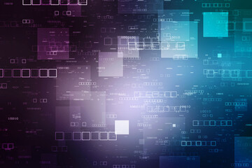 flowing number one and zero text in binary code format in technology background.