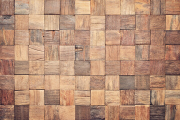 wood texture wall panel made of small planks. brown planks as background