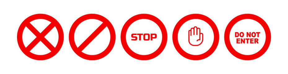 red stop on white background