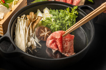 和牛ですき焼き Sukiyaki of high-quality Japane beef
