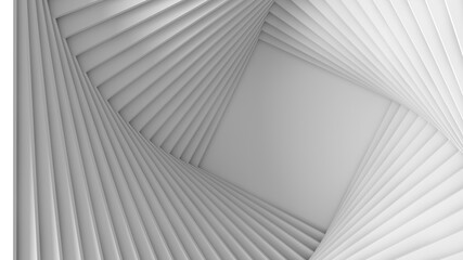 Abstract three-dimensional white light texture of a set of straight square steps spiraling. 3D illustration