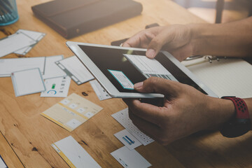 Fototapeta premium UX UI designer planning application designer.