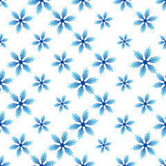 Winter seamless pattern with colorful gradient snowflakes on white background. Vector illustration for fabric, textile wallpaper, posters, gift wrapping paper. Christmas vector illustration.