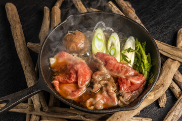 和牛ですき焼き Sukiyaki of high-quality Japane beef