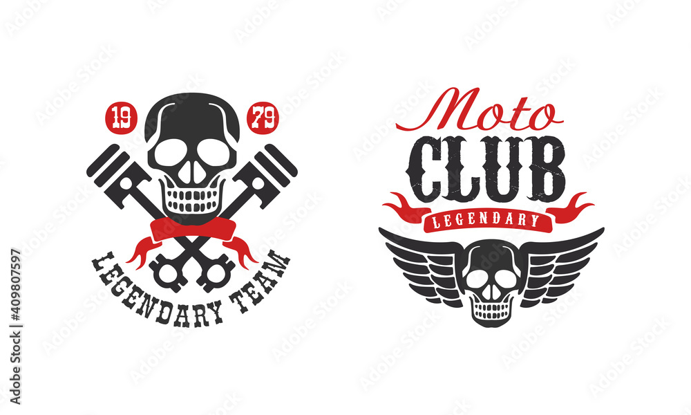 Wall mural Moto Club Legendary Team Retro Logo Collection, Racer Club Vintage Badges Vector Illustration