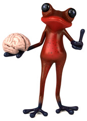 Fun red frog - 3D Illustration