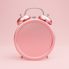 Clock time mockup on pink pastel background.
