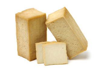 Dried bean curd on white background