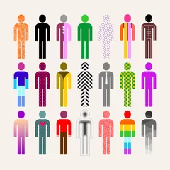 Foto op Canvas Grote vector icon set van verschillende mensen. Multicolor verschillende menselijke afbeeldingen geïsoleerd op een witte achtergrond. Elk pictogram bevindt zich op een aparte laag. ©  danjazzia