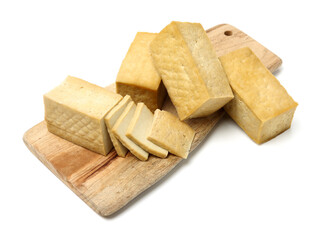 Dried bean curd on white background