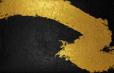 Japanese-style background material with a golden pattern on black Japanese paper