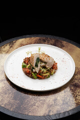 Baked chicken breast with quinoa rice. Healthy food