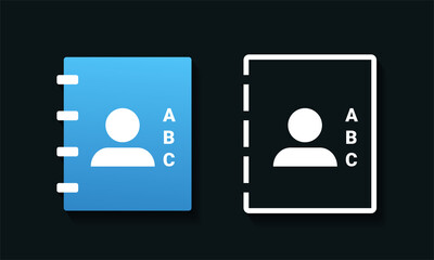 Contact icon. Address book with man symbol on cover.  Illustration vector