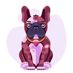 Obraz na płótnie Canvas Cute French Bulldog Puppy in Flat Design