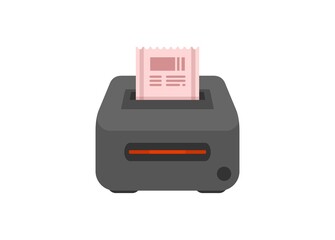 Thermal printer with barcode scanner. Simple flat illustration.