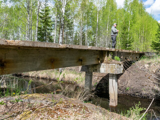 a bridge over a bog ditch,