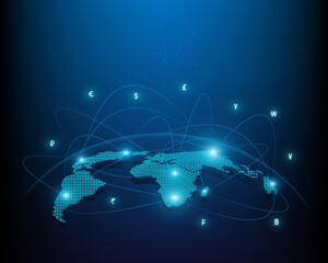 World money transfer and currency exchange concept illustration