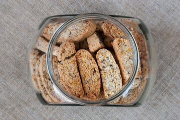 biscotti in jar. view from above