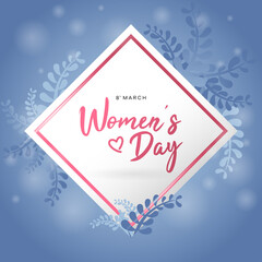 Card for 8 March Women's day. Woman’s Day greeting card design in pink colors. Template for a poster, cards, banner.