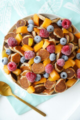 Mini Pancake Cereal with Colorful Fruits