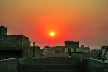 Obraz premium sunset in city