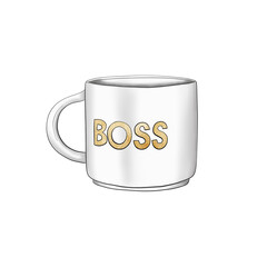 Boss Cup Isolated On A White Background Hand Drawn Illustration	