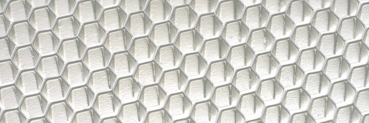 Hexagon panoramic white texture. White hexagon mosaic background