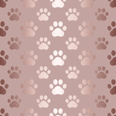 Pet prints seamless pattern. Paw texture. Cute background for pets, dog or cat. Foot puppy. Repeated shape paw. Footprint. Animal track. Repeating trace dogs and cats. Design walks pet print. Vector