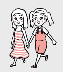 girl friends cute hand drawn illustration