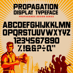 Propaganda alphabet letters font and number collection
