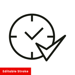 Time clock with check symbol line style icon vector illustration design. Editable stroke EPS10