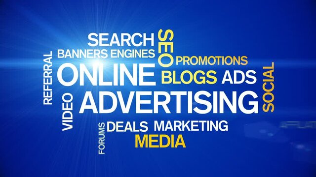 4k Online Advertising Animated Tag Word Cloud;Text Design Animation;Kinetic Typography.