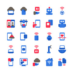 Flat style No Contact Work Home Color icon and illustration