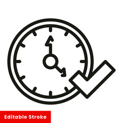 Time clock with check symbol line style icon vector illustration design. Editable stroke EPS10