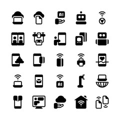 No Contact Work Home Color Glyph style icon and illustration