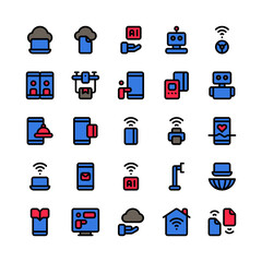 Untach No Contact Work Home Color filled style icon and illustration