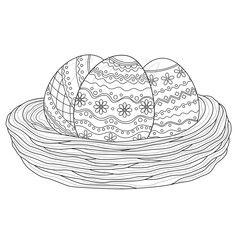 Easter eggs.Coloring book antistress for children and adults. Illustration isolated on white background.Zen-tangle style. Black and white drawing