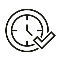 Time clock with check symbol line style icon vector illustration design. EPS10