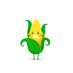 Corn character feeling stressed isolated on a white background. Corn character emoticon illustration